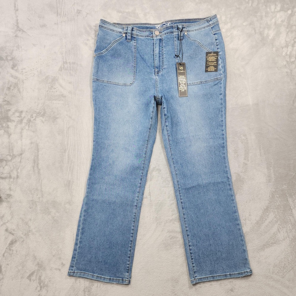 NEW DG2 Diane Gilman Jeans Womens 20W Blue High Rise Straight Virtual Stretch
